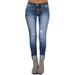 Plus Size Boyfriend Jeans for Women Mid Waist Denim Pants Skinny Trousers Stretch Slim Fit Leggings S-XXXXXL Dark Blue