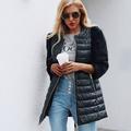 Suzicca Women Faux Fur PU Long Coat Jacket 3/4 Sleeves Zipper Front Side Pockets Casual Down Jacket Overcoat Outwear