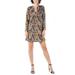 24/7 Comfort Apparel Women's Paisley Print Square Neck Long Sleeve Shift Dress