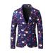 UKAP Men's Christmas Print Blazer Funny Snowman Notch Lapel Suit Novelty Xmas Regular Fit Jacket with Pockets