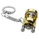 Tomshoo Mini Fishing Wheel Key Chain Portable Golden Key Ring Fishing Reel Miniature Key Chain for Fishing Lovers