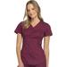 Cherokee Luxe Sport Scrubs Top for Women Mock Wrap CK603, XXS, Wine