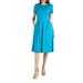 24/7 Comfort Apparel Women's Midi Dress with Short Sleeves and Pocket Detail