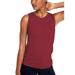 Women's Sleeveless Round Neck Solid Color Irregular Mesh Stitching Sports Vest T-shirt