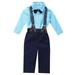 Bebiullo Infant Newborn Baby Boy Bow Tie Plaid Shirt Suspender Pants Outfit Set