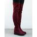 Nature Breeze Over the Knee Women's Wedge Boots in Burgundy