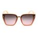 Womens Chic Horn RIm Style Inset Lens Squared Plastic Sunglasses Solid Peach Grey Pink