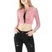 Unique Bargains Women's Crop Top Striped Velvet Hooded Sweatshirt Pullover