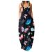 MIARHB Tiered Maxi Skirt Women Dress Women Summer O-neck Flower Print Sleeveless Plus Size Pullover Long Dresses