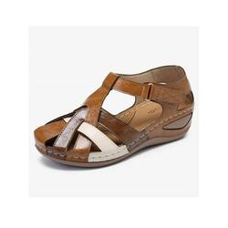 Rotosw Women Hollow Hook & Loop Sandals Wedge Heel Summer Beach Casual Shoes Round Toe