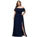 Ever-Pretty Women's Ruffle Sleeve Off Shoulder Casual Maxi Dress Party Dress 09682 Navy Blue US16