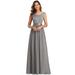 Ever-Pretty Chiffon Wedding Guest Dress Elegant A-line Long Party Dress 00646 Gray US6