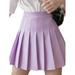 Ochine Women's Pleated Skirt High Waist Solid Color Button Plain A-line Mini Flare Skirt Skater Tennis Dress School Uniform Skirts for Girls, S-XL