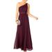 Adrianna Papell Womens One Shoulder Lace Evening Dress