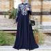 dresses summer dress for women Women Muslim Dress Kaftan Arab Jilbab Abaya Islamic Lace Stitching Maxi Dress