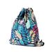 Alpaca Go Drawstring Bag Water Resistant Floral Leaf Lightweight Gym Sackpack for Hiking Yoga Gym Swimming Travel Beach (D - Blue)