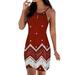 Sexy Dance Womens Floral Beach Sundress Summer Halter Dress Beachwear Boho Mini Dress