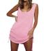 Niuer Summer Beach Tank Top Dress Sundress for Lady Bohemian Sexy Midi Dress Ladies Party Club Open Back Dresses Sleeveless Loose Nightout Suit Pink XL(US 14-16)