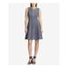 DKNY Womens Gray Sleeveless Jewel Neck Above The Knee Fit + Flare Dress Size 14