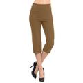 VIV Collection Women's Straight Fit Trouser Capri Pants (X-Large, Mocha)