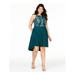 SPEECHLESS Womens Green Embroidered Spaghetti Strap Halter Above The Knee Fit + Flare Cocktail Dress Size 22