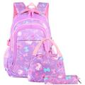 (50% OFF)School Backpack Set for 7-16 Years Old Girls, 3-in-1 Teen Girls Bookbags 15 Inches Laptop Backpack Kids Lunch Tote Bag Pencil Case, Purple