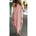 New Women Loose Long Dress Striped Batwing Sleeve Off-shoulder Split Asymmetric Casual Maxi Plus Size Dress