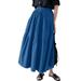 ZANZEA Women Elastic Waist Skirts Long Dresses Retro Casual Skirt