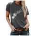 Lyinloo Fashion Women Printing Casual O-Neck Funny T shirt For Lady Girl Top Dark Gray M