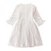 ROPALIA Summer Sundress Women White Beach Dress Three Quarter Flare Sleeve Sweet Girls Mini Dress Ruffled Collar Party Dress