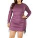 Women's Plus Size Long Sleeve Bodycon Mini Dress Ruched Party Clubwear Dresses