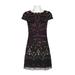 Adrianna Papell Boat Neck Cap Sleeve Sipper Back Embellished Mesh Dress-ROUGE MULTI