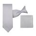 2 Piece Set: Jacob Alexander Men's Woven Subtle Mini Squares Clip-On Neck Tie and Pocket Square - Silver