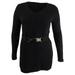 INC International Concepts Women's Belted Tunic Sweater (L, Deep Black)