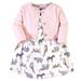 Hudson Baby Baby Girl Cotton Dress and Cardigan Set, Modern Pink Safari, 5 Toddler