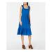 MICHAEL KORS Womens Blue Sleeveless Square Neck Midi Sheath Dress Size: L