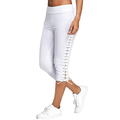 Ladies New Fashion Trend Casual Lace-up Skinny Solid Color Elastic Pants Cropped Pants