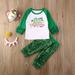 2PCS Toddler Kids Baby Girl St.Patrick's Day Clothes Tops T-shirt Sequins Pants Outfit Set 0-4Years