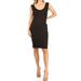 Women's Casual Fitted Bodycon Solid Scoop Neck Sleeveless Basic Cami Midi Dress Black M