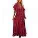 Summer Boho Maxi Dress Women Sexy V-Neck Loose Lace Beach Dresses Vacation Holiday Clothes