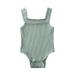 Wsevypo Newborn Baby Girl Sleeveless Ruffle Knitted Suspenders Romper