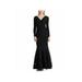 RALPH LAUREN Womens Black Lace Long Sleeve V Neck Full-Length Peasant Evening Dress Size 2