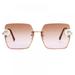 Fashion Korean Style Square Half-Frame Pearl Metal UV400 Protection Outdoor Sunglasses Women