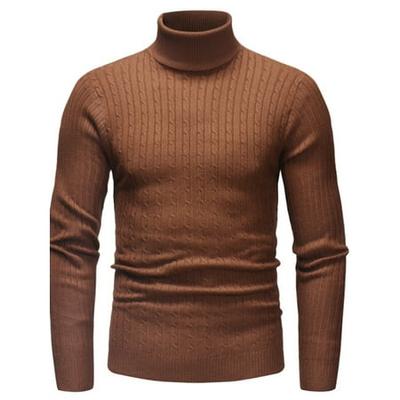 GAGA Mens Casual Slim Pullover Thermal Knitted Turtle Neck Long-Sleeved Sweater Tee