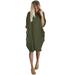 MIARHB Plus Size Skirt Floral Print Swing Dress Womens Pocket Loose Dress Ladies Crew Neck Casual Long Tops Dress Plus Size