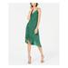 KENSIE Womens Green Ruffled Zippered Solid Spaghetti Strap Midi Faux Wrap Dress Size 10