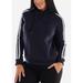 Womens Juniors Long Sleeve Navy Hoodie - Cozy Hooded Sweater - High Neck Outwear Sweater 10058N