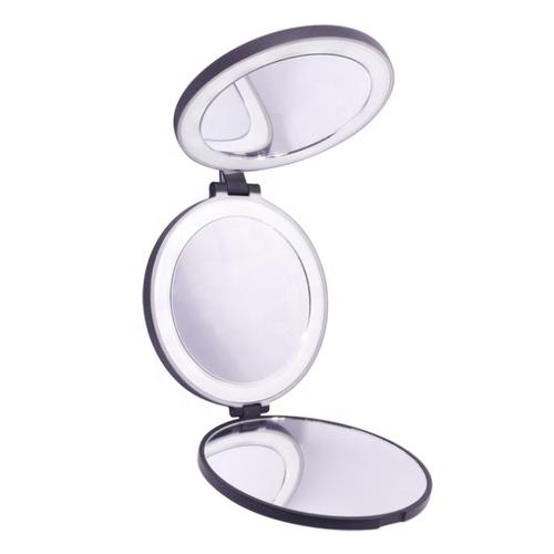 UNIQ – Tri-fold kompakter Reisespiegel mit LED-Leuchten Kosmetikspiegel Schwarz