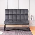 Ahlanie Mercer41 Loveseat Sofa Couch, Mid-Century Velvet Armless Settee, 2-Seater Upholstered Bench For Living Room Bedroom 4018 Metal | Wayfair