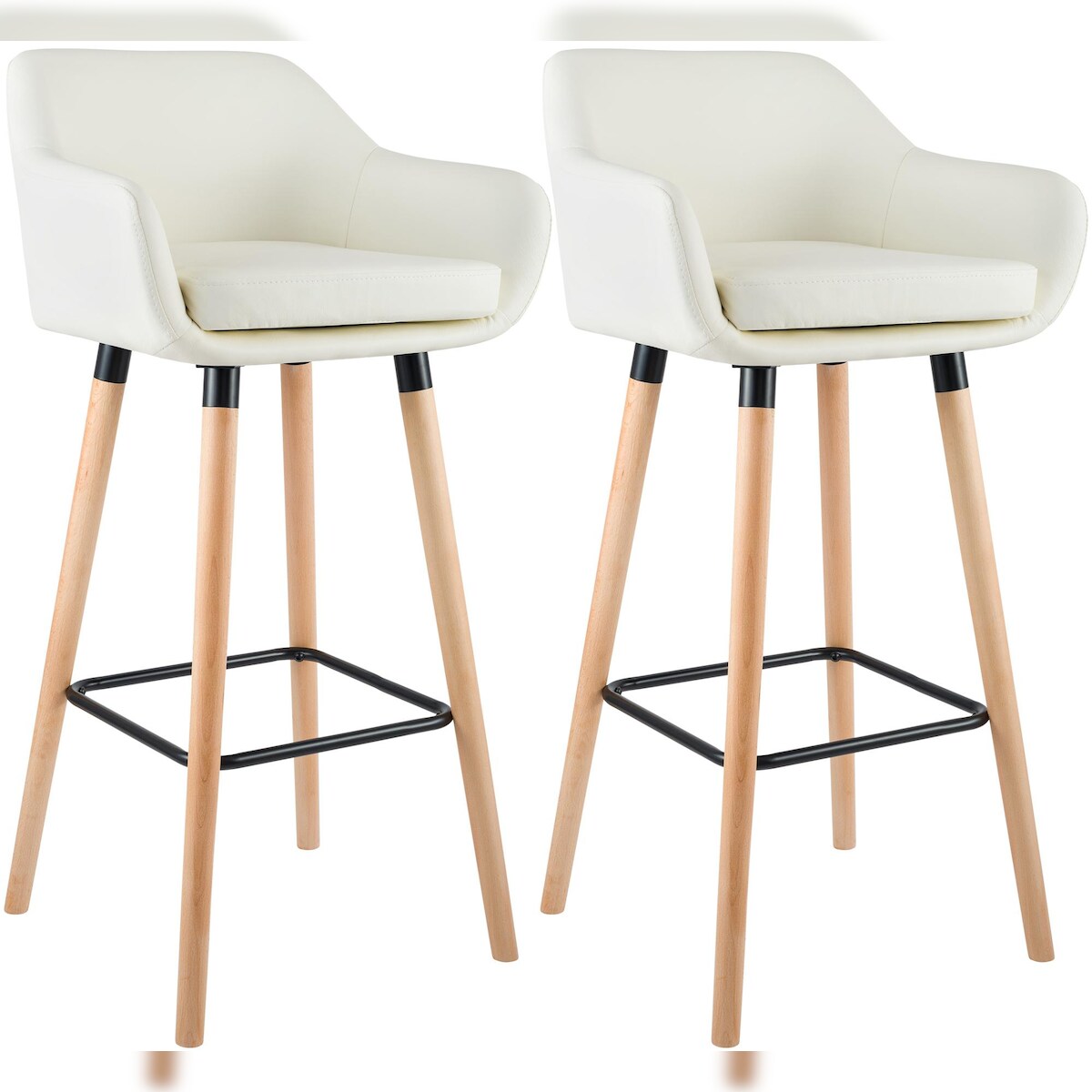 CLP 2er Set Barhocker Grant Kunstleder creme Image